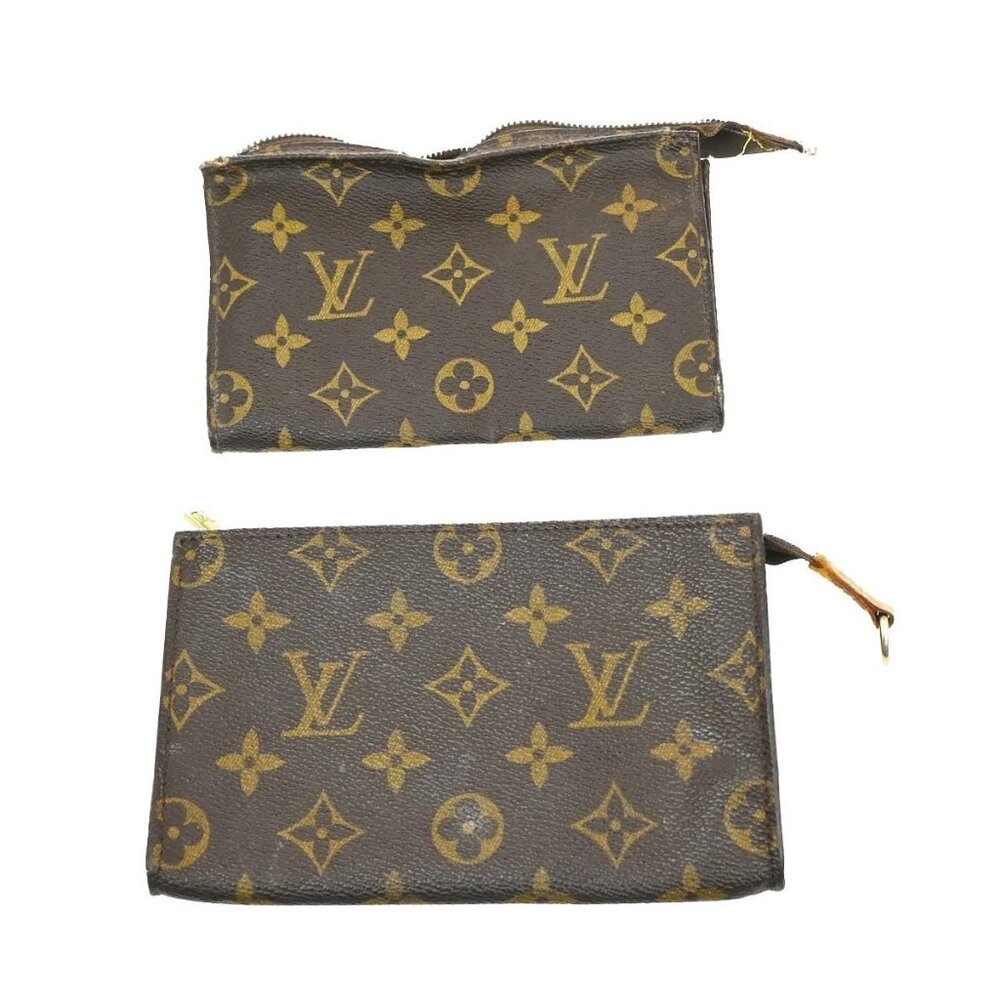 LOUIS VUITTON 2 Set pouch Bag Monogram Leather Brown GHW 66CA357 - Picture 2 of 13